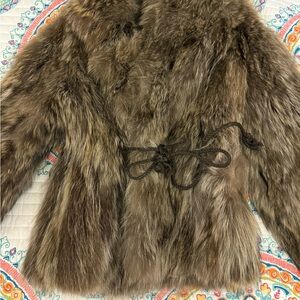 Luxurious raccoon fur coat